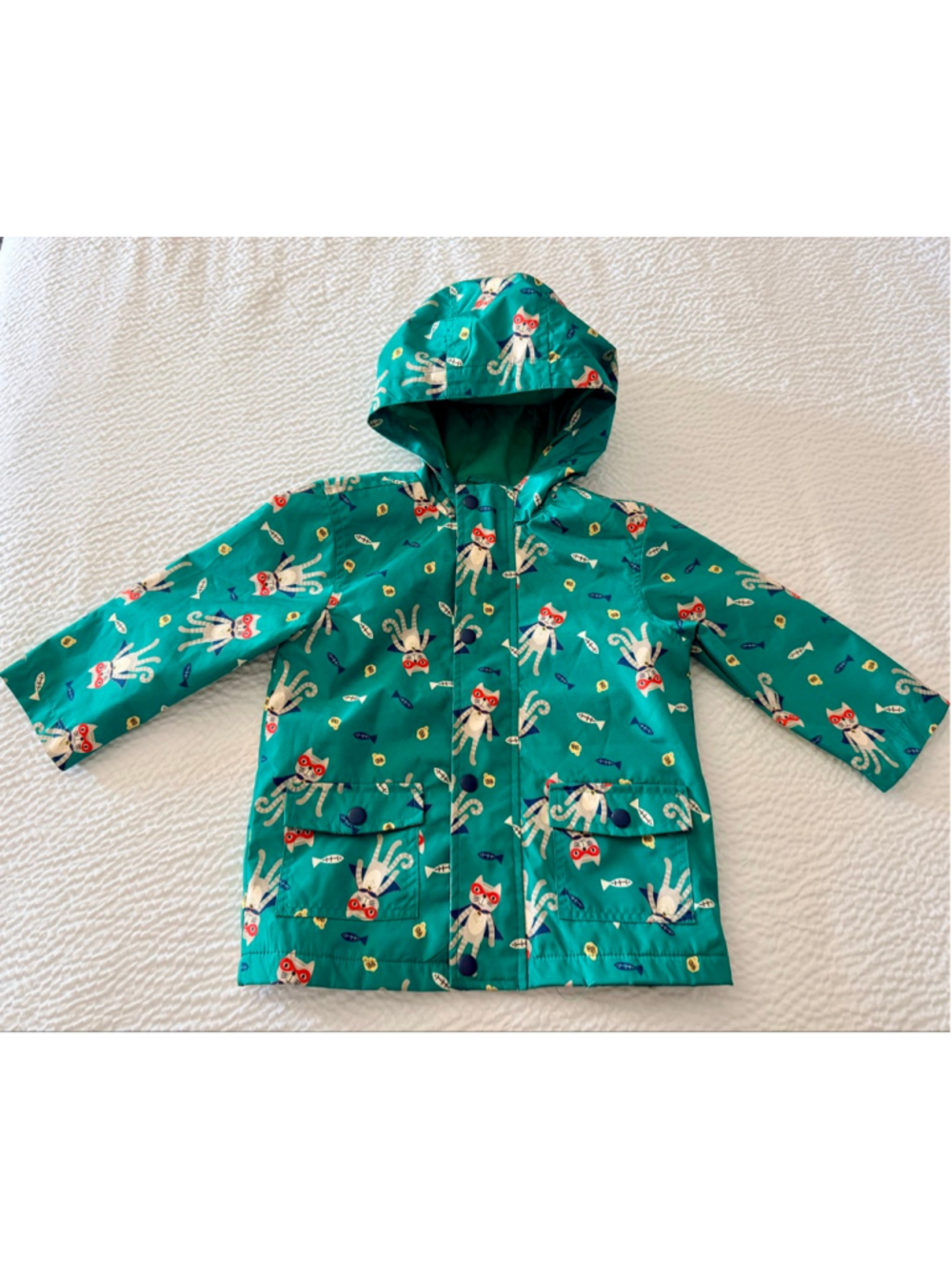 Flying Fish and Superhero Cat Rain Jacket-2T